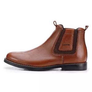 Bota Masculina Chelsea Em Couro Legítimo Kéffor Caramelo 