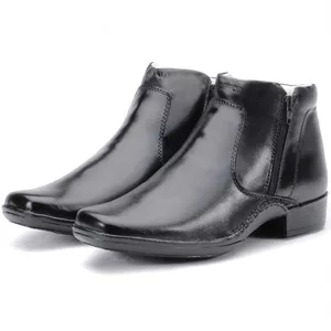 Calçado Bota Masculina Confort Em Couro Preto Kéffor New Confort
