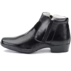 Calçado Bota Masculina Confort Em Couro Preto Kéffor New Confort