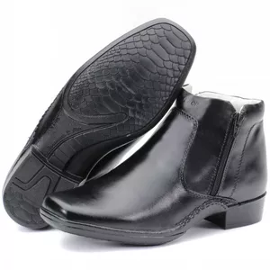 Calçado Bota Masculina Confort Em Couro Preto Kéffor New Confort
