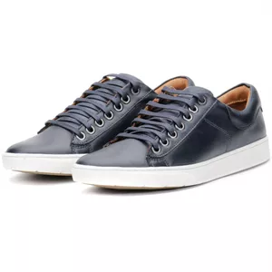 Calçado Sapatênis Casual Em Couro Azul Marinho Kéffor Linha California