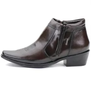 Bota Masculina Em Couro Bico Fino Marrom Kéffor Linha Comitiva