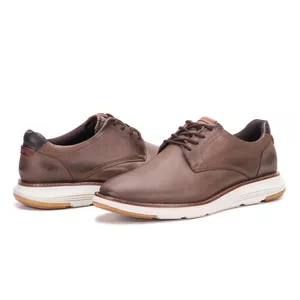 Sapato Casual De Couro Masculino Com Cadarço Marrom Copenhagen