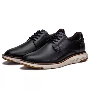 Sapato Casual De Couro Masculino Com Cadarço Preto Copenhagen