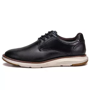 Sapato Casual De Couro Masculino Com Cadarço Preto Copenhagen