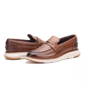 Sapato Casual De Couro Masculino Mocassim Marrom Copenhagen