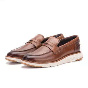 Sapato Casual De Couro Masculino Mocassim Marrom Copenhagen