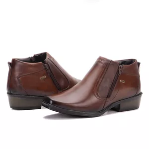 Botinha Social Masculina Couro Legítimo Café Arizona Country