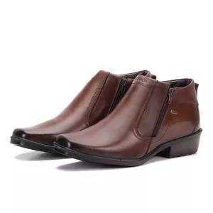 Botinha Social Masculina Couro Legítimo Café Arizona Country