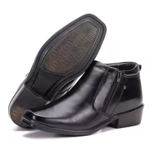 Bota Social Masculina Couro Legítimo Preto Arizona Country