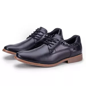 Sapato Social Masculino de Couro Moderno Macio Preto Paris