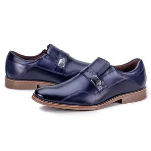 Sapato Social Moderno Masculino de Couro Macio Marinho Paris