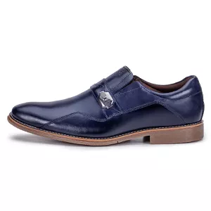 Sapato Social Moderno Masculino de Couro Macio Marinho Paris
