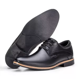 Sapato Social Preto Masculino de Couro Paris Premium 