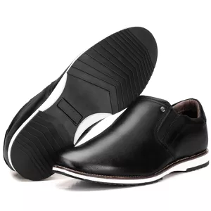 Sapato Oxford Em Couro Calce Fácil Preto Confortável Play