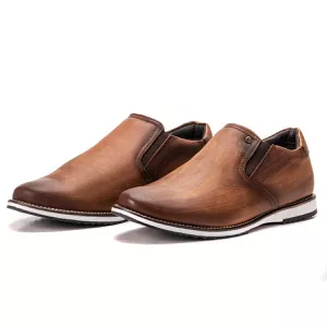 Sapato Oxford De Couro Marrom Fosco Macio Bico Redondo Play