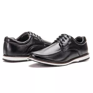 Sapato Oxford De Couro Legítimo Preto Bico Redondo Macio Play