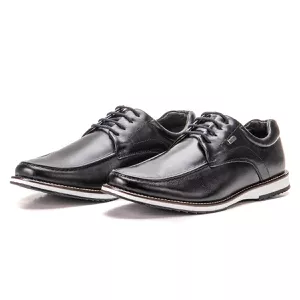 Sapato Oxford De Couro Legítimo Preto Bico Redondo Macio Play