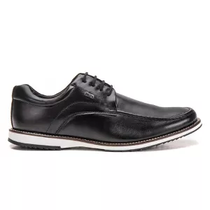 Sapato Oxford De Couro Legítimo Preto Bico Redondo Macio Play