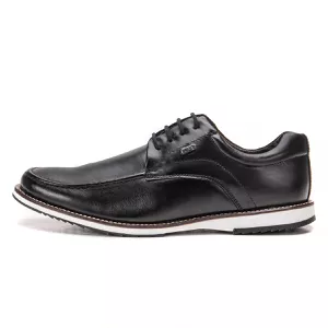 Sapato Oxford De Couro Legítimo Preto Bico Redondo Macio Play