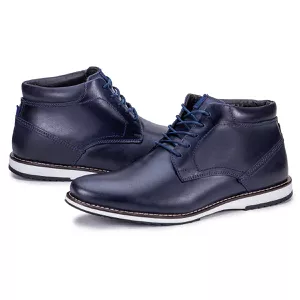 Sapato Oxford Derby De Couro Cano Curto Marinho Macio Play