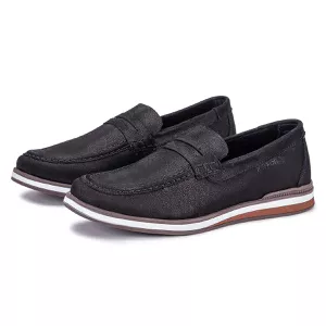 Mocassim Masculino De Couro Confortável Preto Trento