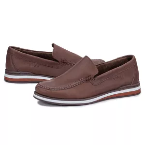 Mocassim Masculino De Couro Legítimo Marrom Leve Trento