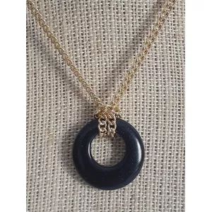 Colar folheado a ouro 18k Pedra da Noite Cintilant... - MARINA JOIAS