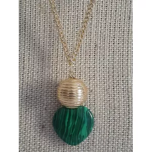 Colar folheado a ouro 18k Malaquita - 501 - MARINA JOIAS