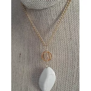 Colar folheado a ouro 18k Turquesa Branca - 502 - MARINA JOIAS
