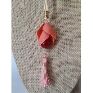 Colar couro 90 cm camurça Flor de Lis - 529 - MARINA JOIAS