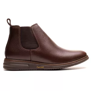 Botina Masculina Ultra Comfort em Couro Café - Pé Leve Calçados