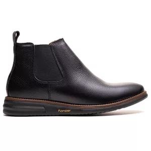 Botina Masculina Ultra Comfort em Couro Preta - Pé Leve Calçados