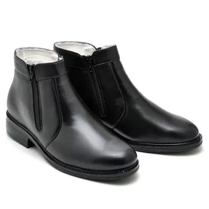 Botina Couro de Carneiro Preto Comfort - Pé Leve Calçados