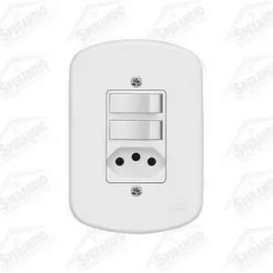 INTERRUPTOR 2 TECLAS SIMPLES + TOMADA 20A FAME BLA... - Sperandio