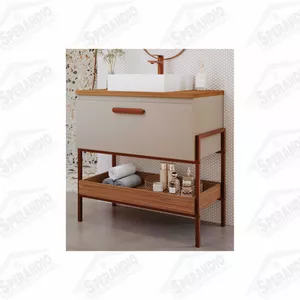 ARMARIO BANH.PORTINARI 80CM - CAPPUCINO/FREIJO C/C... - Sperandio