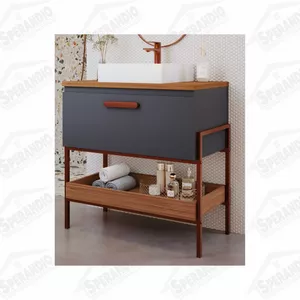 ARMARIO BANH.PORTINARI 80CM - TITANIUM/FREIJO C/CU... - Sperandio