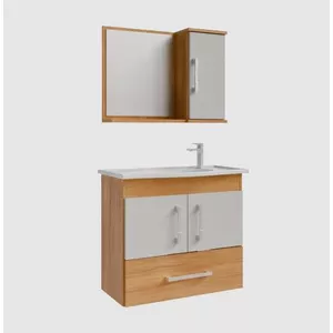 ARMARIO BANH.ATENAS 65CM C/ESPELHEIRA CINAMOMO/BRA... - Sperandio
