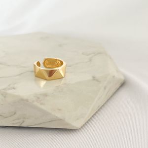 Anel Geometrico Folheado em Ouro 18k