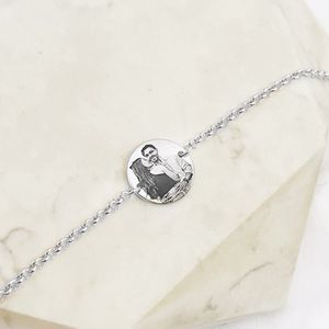Pulseira Medalha M Fixa Personalizada Folheado em Prata 925