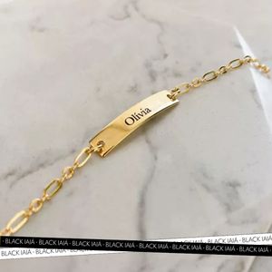 Pulseira Plaquinha Personalizada Infantil Folheado em Ouro 18k