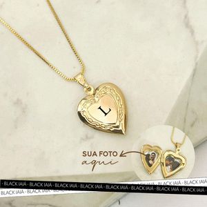Colar Relicário Coração Personalizado com Foto Banhado a Ouro 18k