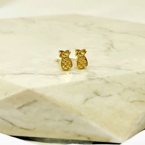 Brinco Abacaxi Folheado em Ouro 18k