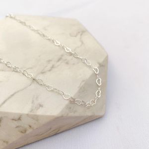 Colar Choker Corrente Corações Folheado em Prata 925