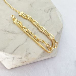 Pulseira Corrente Dupla Banhada a Ouro 18k