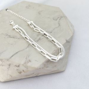 Pulseira Corrente Dupla Banhada a Prata 925