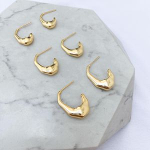 Brinco Argola Organica P;M;G Folheado em Ouro 18k