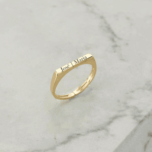 Anel Quadrado Fino Personalizável Folheado em Ouro 18k