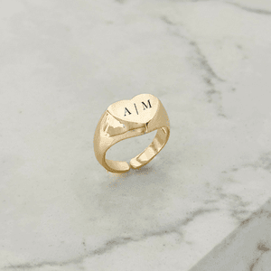 Anel de Dedinho Coração Personalizável Banhado a Ouro 18k