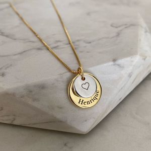Colar Medalha Personalizada Dupla Folheado em Ouro 18k e Prata 925